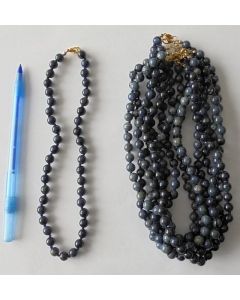 Necklace with 8 mm dumortierite spheres, 45 cm long, 1 piece