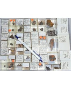 Mixed minerals from Grube Schöne Aussicht, Dernbach, Westerwald, Germany, 1 lot of 53 pieces. 