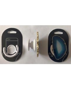 Cell phone holder (foldable) with agate slice (turquoise), 1 piece