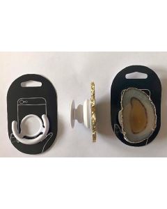 Cell phone holder (foldable) with agate slice (natural - ligth), 1 piece