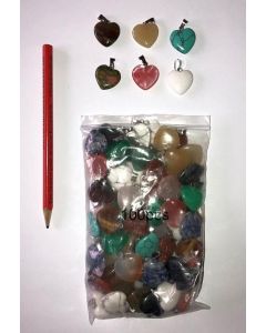 Gemstone pendant, chain pendant; heart, different kinds, approx. 2 cm; 10 pieces


