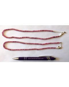Necklace with 4 mm red tourmaline spheres, facetted, 45 cm long, 1 piece