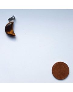 Gemstone pendant; moon, half moon, Tiger Eye, approx. 1.8 cm; 1 piece