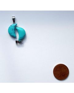 Gemstone pendant; moon, crescent moon, turquoise, dyed; 1 piece