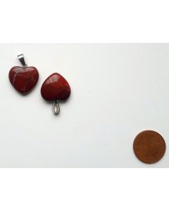 Gemstone pendant (necklace pendant) heart 20mm, red jasper - jaspis, 1 piece