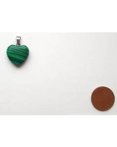 Gemstone pendant (necklace pendant) heart 20mm, malachite, 1 piece