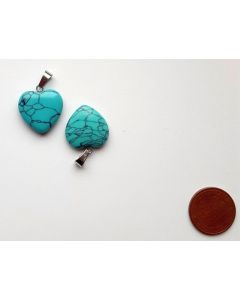Gemstone pendant, chain pendant; heart, rosequartz, turquoise, approx. 2 cm; 1 piece

