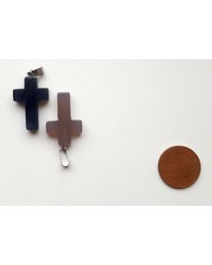 Gemstone pendant; cross, chalcedony, approx. 2.5 cm; 1 piece

