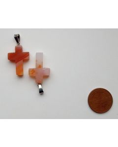 Pendant, 2.5 cm (cross with loop), 1 piece, carnelian agate