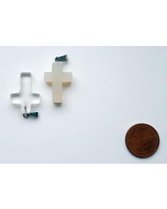 Gemstone pendant; cross, Mountain Quartz Crystal, approx. 2.5 cm; 1 piece

