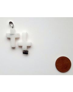 Anhänger, 2,5 cm (Kreuz mit Öse), 1 Stück, Quarz weiß