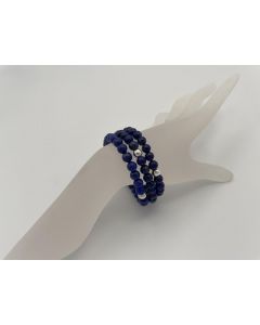 Armband, Lapis Lazuli, Kugeln 6 mm, mit Echtsilberkugel, 1 Stück