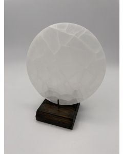 Selenite, white, chakra disc, "full moon", white, 13-15 cm, round, polished, 1 piece