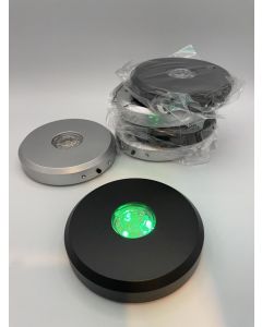 LED coaster; round, silver, with 15 LED's; 10 pieces