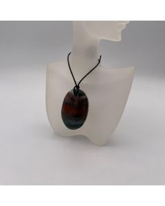 Pendant made of fancy jasper with leather band (Unique!)