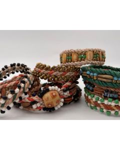 Leather wrist band with beads, 10 pieces