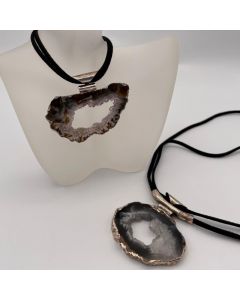 Geode slice electroplated (silver), necklace