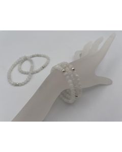 Armband, Mondstein, 6 mm Kugeln, mit Echtsilberkugel, 1 Stück