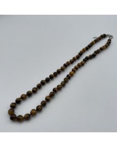 Necklace with 6 mm tigers eye spheres, 45 cm long, 1 piece