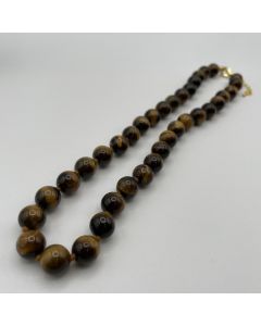 Necklace with 10 mm tigers eye spheres, 45 cm long, 1 piece