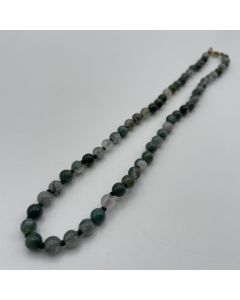 Necklace with 6 mm moss agate spheres, 45 cm long, 1 piece
