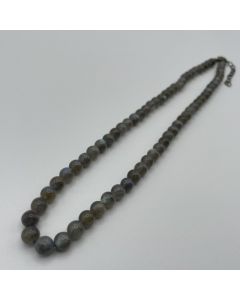 Necklace with 6 mm labradorite spheres with sterling silver lock, 45 cm long, 1 piece