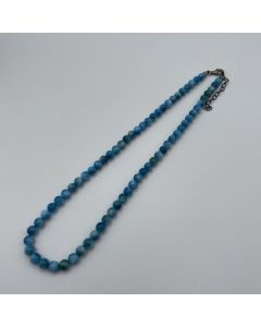 Necklace with 6 mm apatite spheres with sterling silver lock, 45 cm long, 1 piece