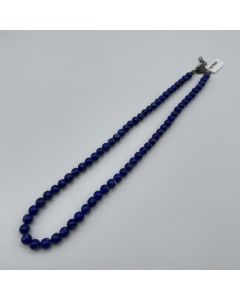 Kette aus 6 mm Lapis-Lazuli Kugeln mit Echtsilberverschluß, 45 cm lang, 1 Stück