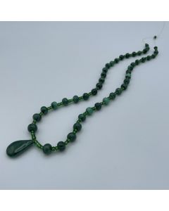 Malachite bead string with drop pendant (hand made in the Congo) 1 piece