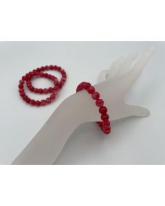 Bracelet, agate, red dyed, 8 mm, 1 piece