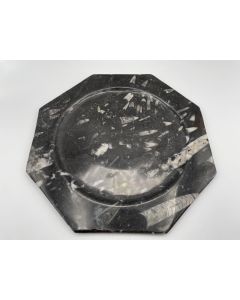 Orthoceras-Teller, achteckig, schwarz, ca. 25 cm, 1 Stück