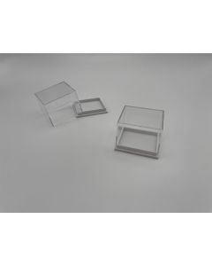 Kleinstufendose, Acryldose, T4H; weiß, 41 x 35 x 32 mm; 10 Stück