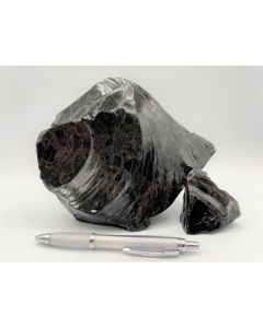 Obsidian; black, brown, brecciated, Armenia; 1 kg