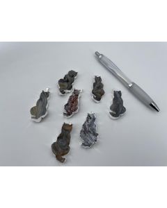 Drusige Quarz Geode; als Anhänger, in Metallfassung, silber, Katze; 1 Stück
