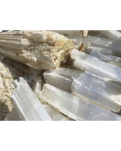 Selenite, gypsum, alabaster; white, Midelt, Morocco; 100 kg
