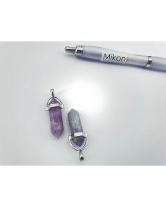 Stone point pendant; in metal setting, approx. 40mm, Amethyst; 1 piece