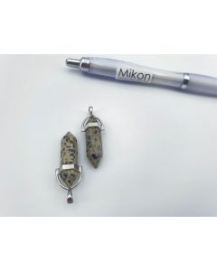 Stone point pendant; in metal setting, approx. 40mm, Leopard jasper; 1 piece