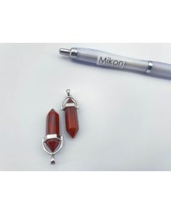 Stone point pendant; in metal setting, approx. 40mm, red jasper; 1 piece