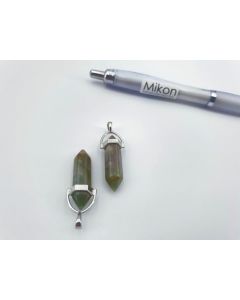 Stone point pendant; in metal setting, approx. 40mm, Moss Agate; 1 piece