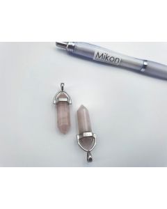 Stone point pendant; in metal setting, approx. 40mm, rose quartz; 1 piece