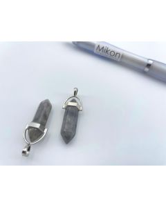 Stone point pendant; in metal setting, approx. 40mm, Smoky quartz gray; 1 piece