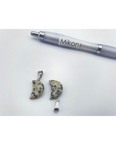 Gemstone pendant; moon, crescent moon, Leopards Jasper; 1 piece