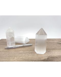 Selenit, weiß, Kristallspitze, poliert, 8 bis 10 cm, 1 Stück