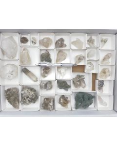 Bergkristall xx, Rauchquarz xx, Chlorit, Mix; Zinggenstock, Schweiz, vom Strahler Rufibach; 1 Steige 