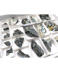 Azurite & malachite; "K2 stone", Wannigletscher, Binntal, Switzerland; 1 flat 