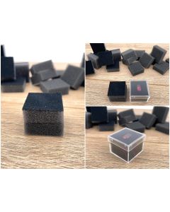 Gemstone Box with lid, Micromount Box; black inlay, 1 x 1 x 4/5 inch (28 x 28 x 22 mm); bag of 100 pcs

