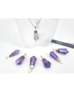 Pendant made of amethyst, mit metal setting, gold, approx. 3-4 cm, 1 piece