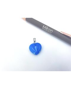 Gemstone pendant, chain pendant; heart, 20mm, colored quartz, blue; 1 piece