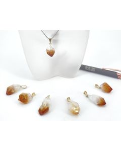 Citrine crystal pendant; with eyelet, gold; 1 piece