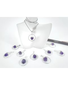 Amethyst with ring, chain pendant; ca, 25 mm; 1 piece
